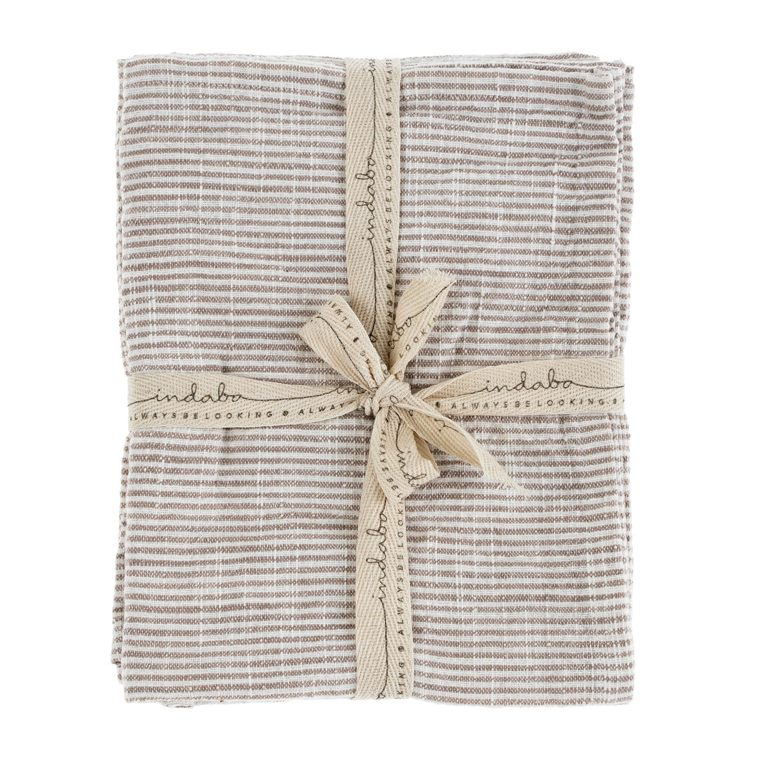 Chef Stripe Tea Towel S/2 -Mink