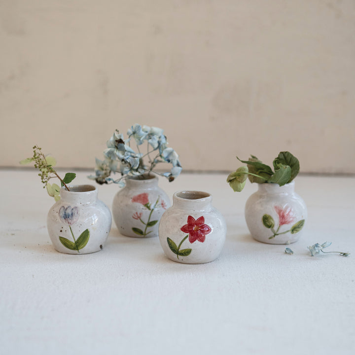 Floral Stoneware Bud Vase