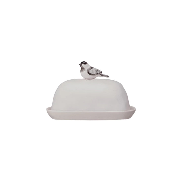 Butter Dish with Bird Finial