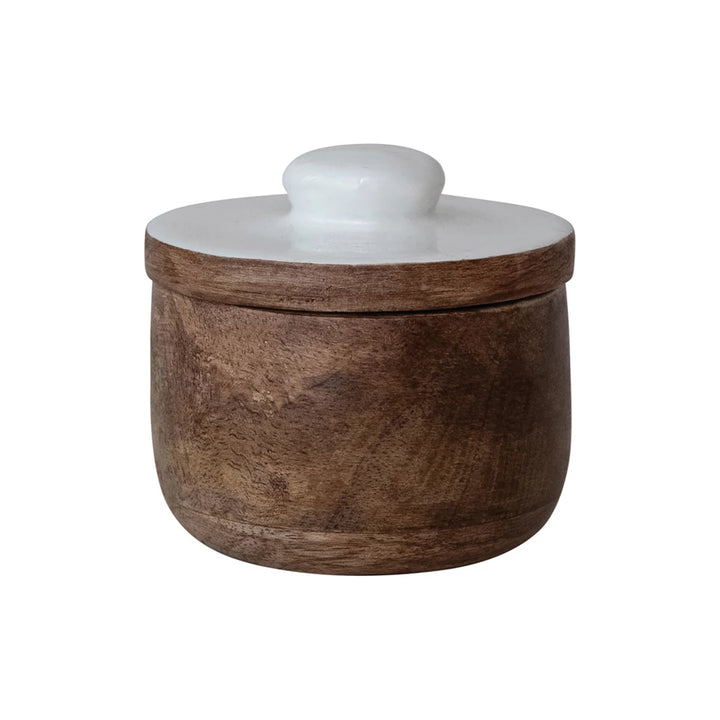 Wood Pinch Pot w/ Enamelled Lid