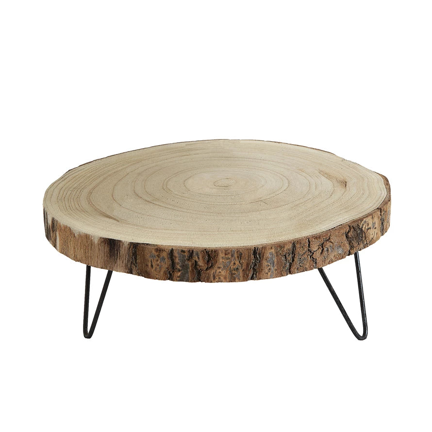 Wood Pedestal with Metal Legs
